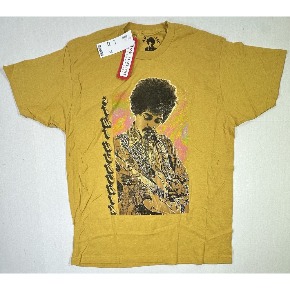 Jimi Hendrix Graphic T-Shirt Live Nation Authentic Hendrix Gold Yellow L NWT